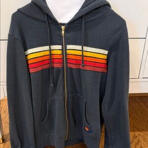 Aviator Nation Striped Zip-Up Hoodie